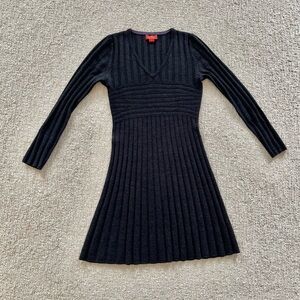 Krimson Klover Sweater Dress in Heather Bkack 100% merino wool sz S